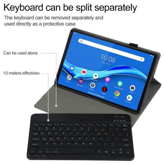 AM10S Detachable Bluetooth Backlight Keyboard Ultrathin Horizontal Flip Leather Tablet Case with Holder for Lenovo M10 Plus 10.3 inch X606F(Black)
