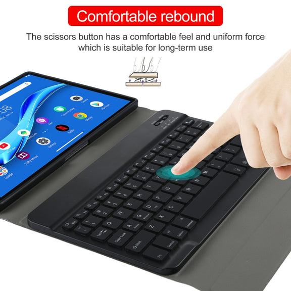 AM10S Detachable Bluetooth Backlight Keyboard Ultrathin Horizontal Flip Leather Tablet Case with Holder for Lenovo M10 Plus 10.3 inch X606F(Black)