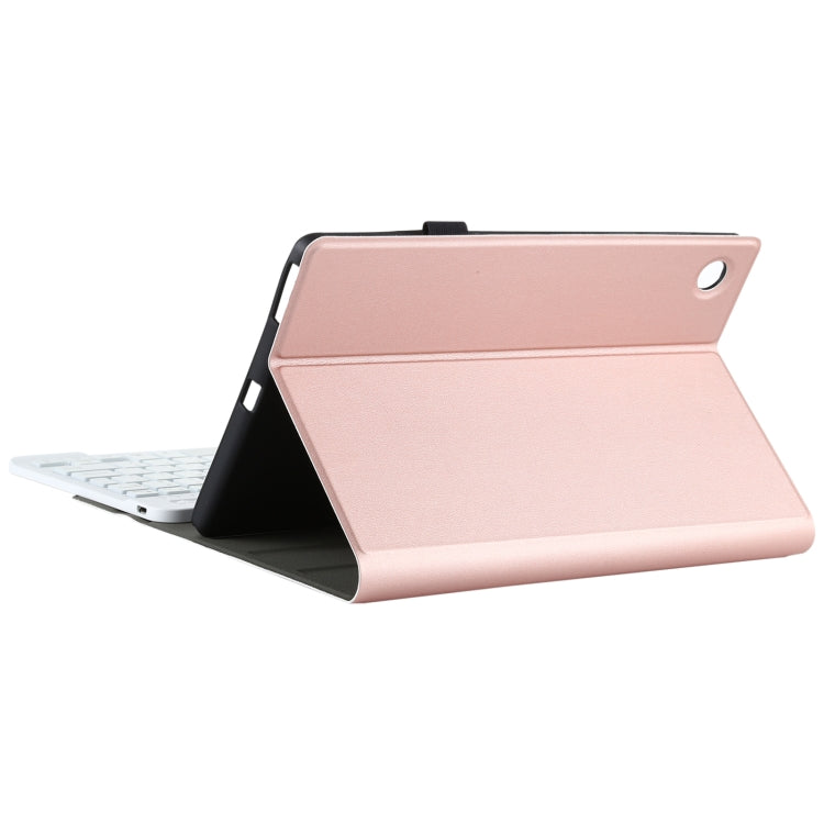 AM10S Detachable Bluetooth Backlight Keyboard Ultrathin Horizontal Flip Leather Tablet Case with Holder for Lenovo M10 Plus 10.3 inch X606F(Rose Gold)