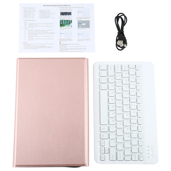 AM10S Detachable Bluetooth Backlight Keyboard Ultrathin Horizontal Flip Leather Tablet Case with Holder for Lenovo M10 Plus 10.3 inch X606F(Rose Gold)