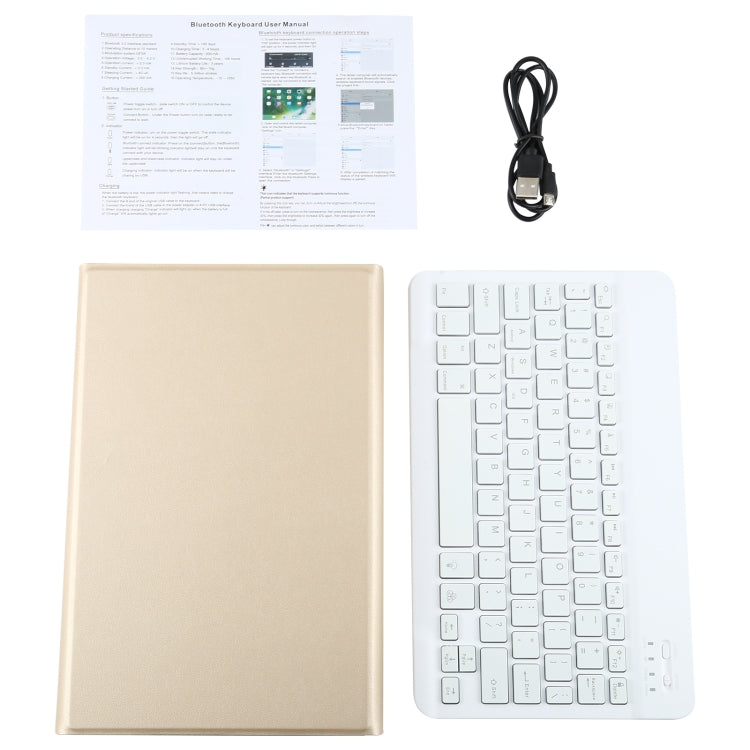A500S Detachable Bluetooth Backlight Keyboard Ultrathin Horizontal Flip Leather Tablet Case with Holder for Samsung Galaxy Tab A7 10.4 (2020) T500 / T505(Gold)