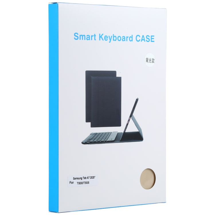 A500S Detachable Bluetooth Backlight Keyboard Ultrathin Horizontal Flip Leather Tablet Case with Holder for Samsung Galaxy Tab A7 10.4 (2020) T500 / T505(Gold)