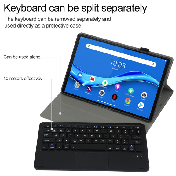 AM10-A Detachable Bluetooth Backlight Keyboard Ultrathin Horizontal Flip Leather Tablet Case with Touchpad & Holder for Lenovo M10 Plus 10.3 inch X606F(Black)