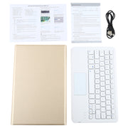 AM10-A Detachable Bluetooth Backlight Keyboard Ultrathin Horizontal Flip Leather Tablet Case with Touchpad & Holder for Lenovo M10 Plus 10.3 inch X606F(Gold)