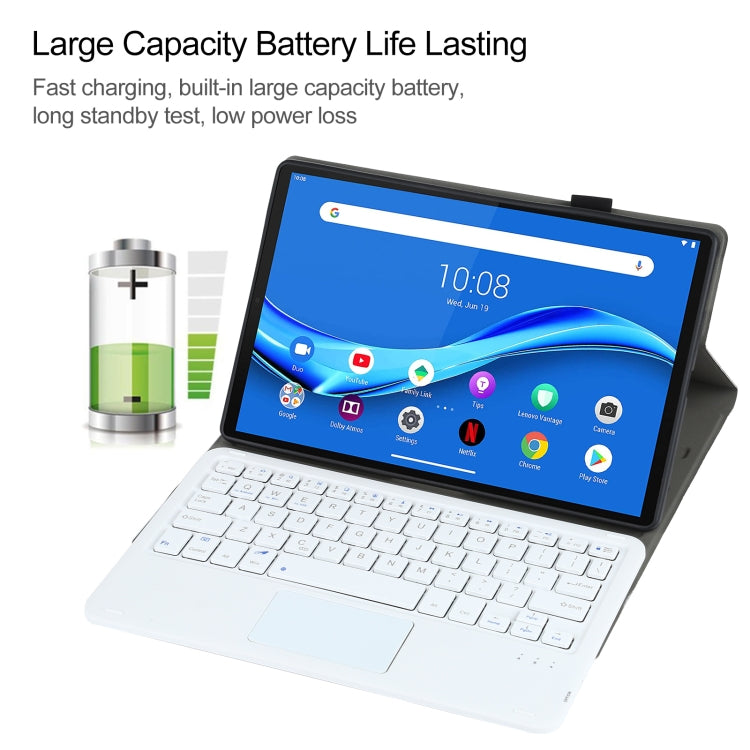 AM10-A Detachable Bluetooth Backlight Keyboard Ultrathin Horizontal Flip Leather Tablet Case with Touchpad & Holder for Lenovo M10 Plus 10.3 inch X606F(Gold)