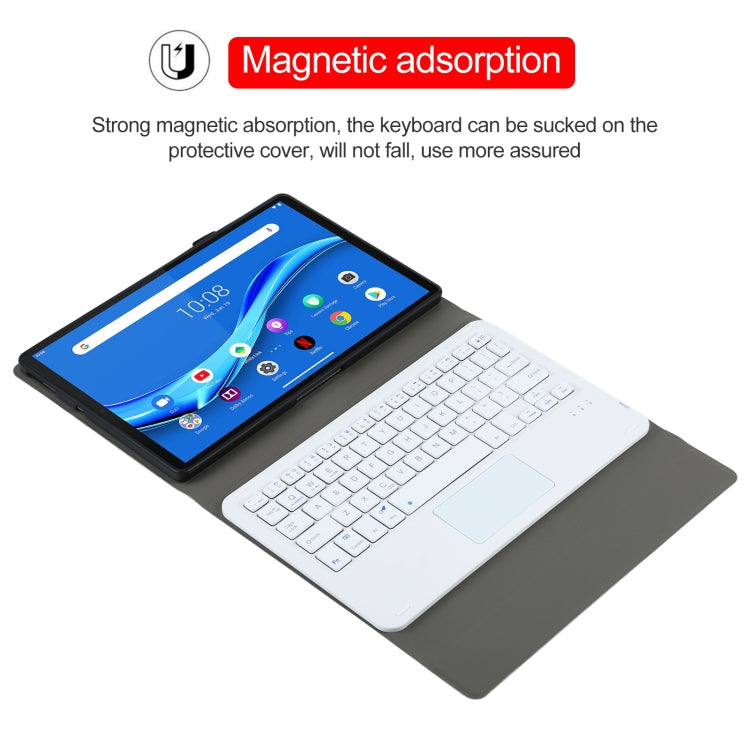 AM10-A Detachable Bluetooth Backlight Keyboard Ultrathin Horizontal Flip Leather Tablet Case with Touchpad & Holder for Lenovo M10 Plus 10.3 inch X606F(Gold)