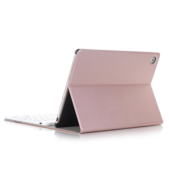 Detachable Bluetooth Keyboard Ultrathin Horizontal Flip Leather Tablet Case for Huawei MediaPad M5 / M5 Pro 10.8 inch, with Holder(Rose Gold)