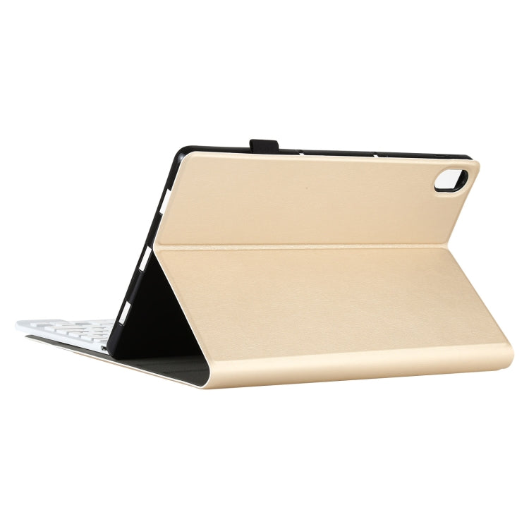 AM12 2 in 1 Removable Bluetooth Keyboard + Protective Leather Tablet Case with Holder for Lenovo Tab P11 (Tab-J606F)(Gold)