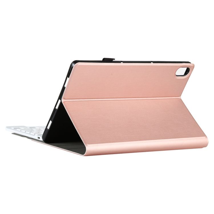 AM12 2 in 1 Removable Bluetooth Keyboard + Protective Leather Tablet Case with Holder for Lenovo Tab P11 (Tab-J606F)(Rose Gold)