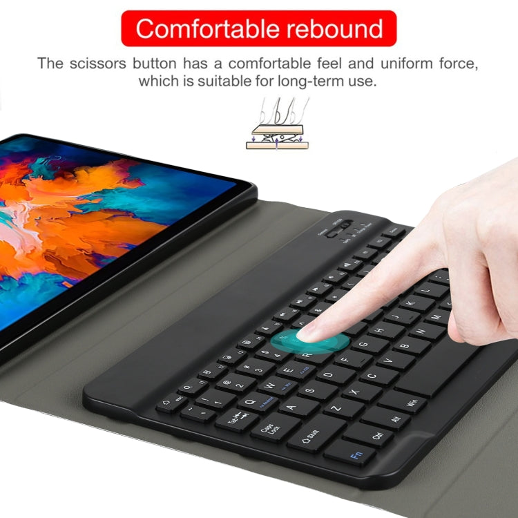 AM13 2 in 1 Removable Bluetooth Keyboard + Protective Leather Tablet Case with Holder for Lenovo Tab P11 Pro (TB-XJ706F)(Black)
