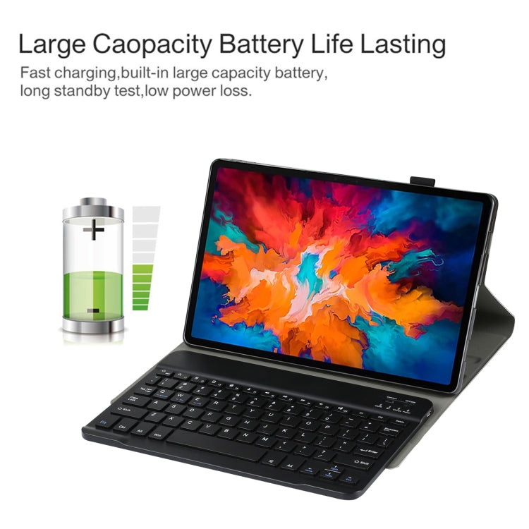 AM13 2 in 1 Removable Bluetooth Keyboard + Protective Leather Tablet Case with Holder for Lenovo Tab P11 Pro (TB-XJ706F)(Black)
