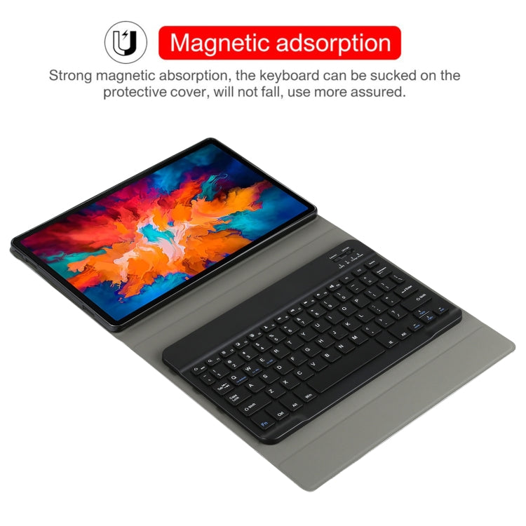 AM13 2 in 1 Removable Bluetooth Keyboard + Protective Leather Tablet Case with Holder for Lenovo Tab P11 Pro (TB-XJ706F)(Black)