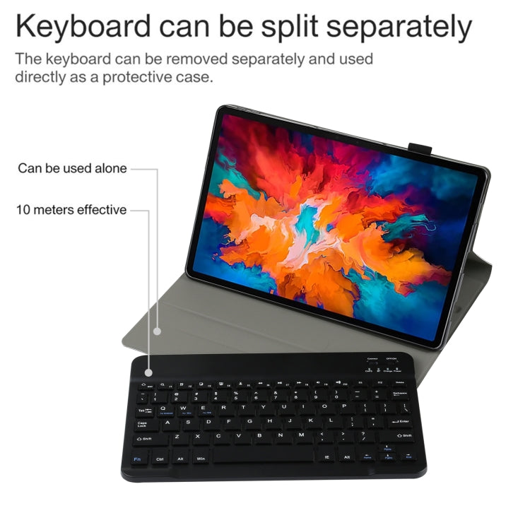 AM13 2 in 1 Removable Bluetooth Keyboard + Protective Leather Tablet Case with Holder for Lenovo Tab P11 Pro (TB-XJ706F)(Black)