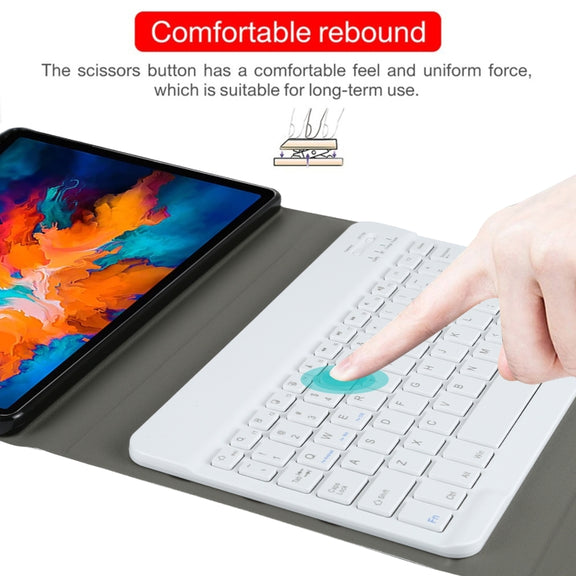AM13 2 in 1 Removable Bluetooth Keyboard + Protective Leather Tablet Case with Holder for Lenovo Tab P11 Pro (TB-XJ706F)(Gold)