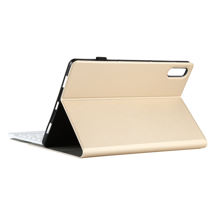 AM13 2 in 1 Removable Bluetooth Keyboard + Protective Leather Tablet Case with Holder for Lenovo Tab P11 Pro (TB-XJ706F)(Gold)