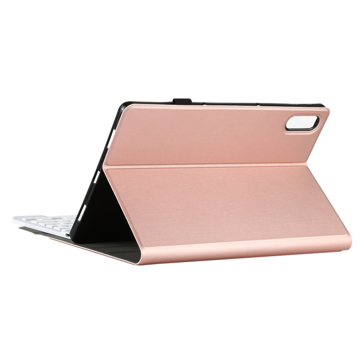 AM13 2 in 1 Removable Bluetooth Keyboard + Protective Leather Tablet Case with Holder for Lenovo Tab P11 Pro (TB-XJ706F)(Rose Gold)