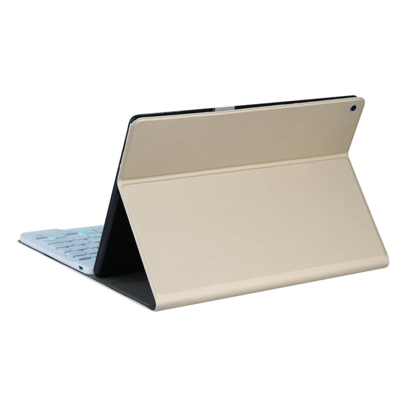 DY-M10ReL-S 2 in 1 Removable Bluetooth Keyboard + Protective Leather Tablet Case with Backlight & Holder for Lenovo Tab M10 FHD REL(Gold)