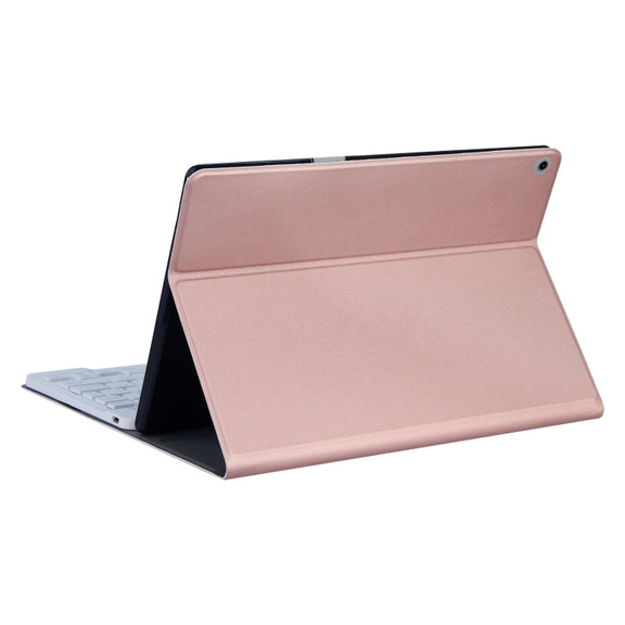 DY-M10ReL-S 2 in 1 Removable Bluetooth Keyboard + Protective Leather Tablet Case with Backlight & Holder for Lenovo Tab M10 FHD REL(Rose Gold)