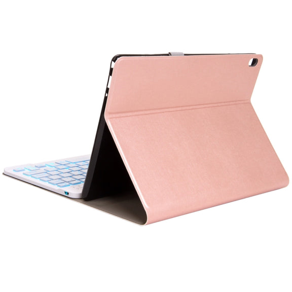DY-E10 2 in 1 Removable Bluetooth Keyboard + Protective Leather Tablet Case with Holder for Lenovo Tab E10(Rose Gold)