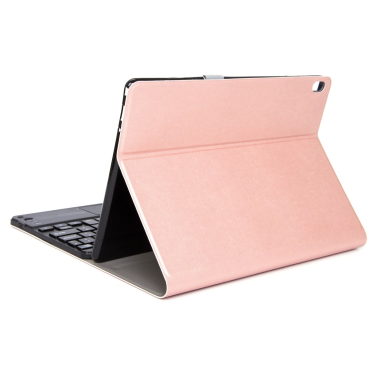DY-E10 2 in 1 Removable Bluetooth Keyboard + Protective Leather Tablet Case with Touchpad & Holder for Lenovo Tab E10(Rose Gold)