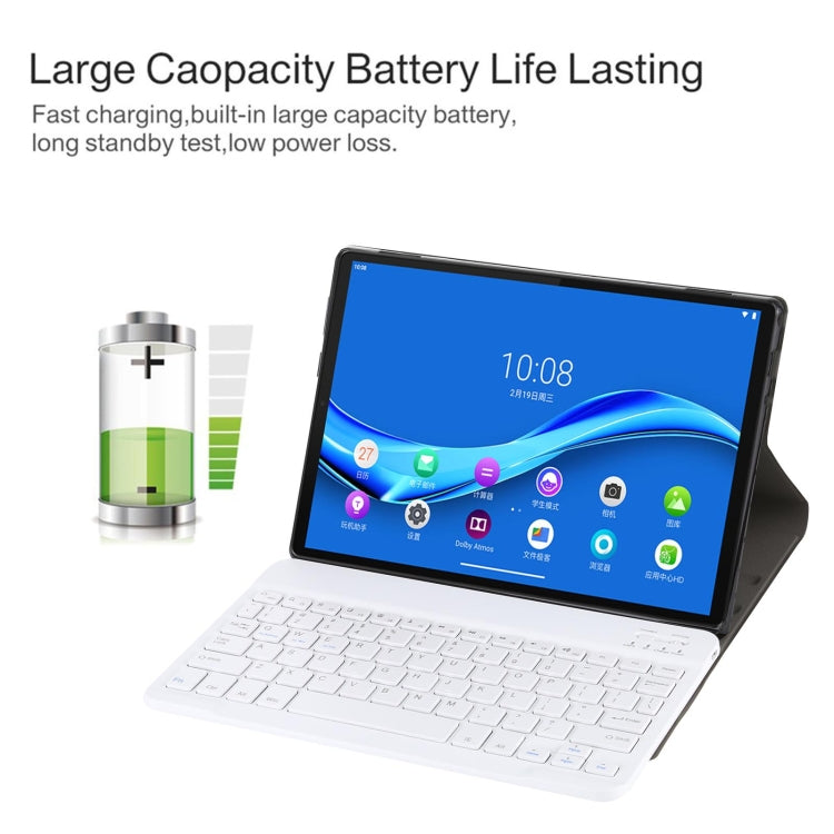 AM10 2 in 1 Removable Bluetooth Keyboard + Protective Leather Tablet Case with Holder for Lenovo M10 FHD Plus 10.3 inch(Gold)