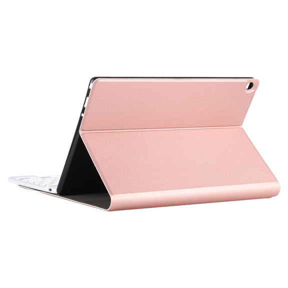 AM10 2 in 1 Removable Bluetooth Keyboard + Protective Leather Tablet Case with Holder for Lenovo M10 FHD Plus 10.3 inch(Rose Gold)
