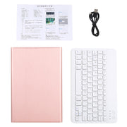 AM10 2 in 1 Removable Bluetooth Keyboard + Protective Leather Tablet Case with Holder for Lenovo M10 FHD Plus 10.3 inch(Rose Gold)