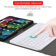 AM11 2 in 1 Removable Bluetooth Keyboard + Protective Leather Tablet Case with Holder for Lenovo M10 FHD REL TB-X605FC/LC(Gold)