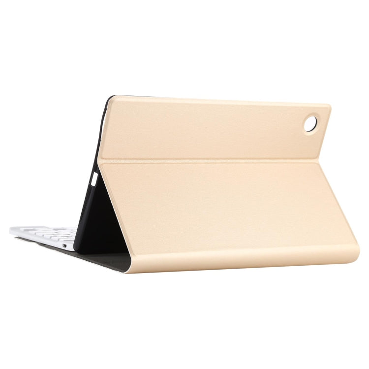 AM11 2 in 1 Removable Bluetooth Keyboard + Protective Leather Tablet Case with Holder for Lenovo M10 FHD REL TB-X605FC/LC(Gold)