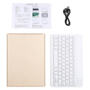 AM11 2 in 1 Removable Bluetooth Keyboard + Protective Leather Tablet Case with Holder for Lenovo M10 FHD REL TB-X605FC/LC(Gold)