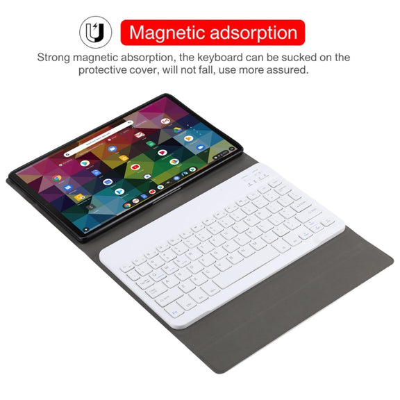 AM11 2 in 1 Removable Bluetooth Keyboard + Protective Leather Tablet Case with Holder for Lenovo M10 FHD REL TB-X605FC/LC(Gold)