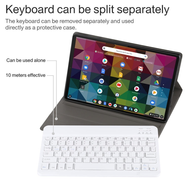 AM11 2 in 1 Removable Bluetooth Keyboard + Protective Leather Tablet Case with Holder for Lenovo M10 FHD REL TB-X605FC/LC(Gold)