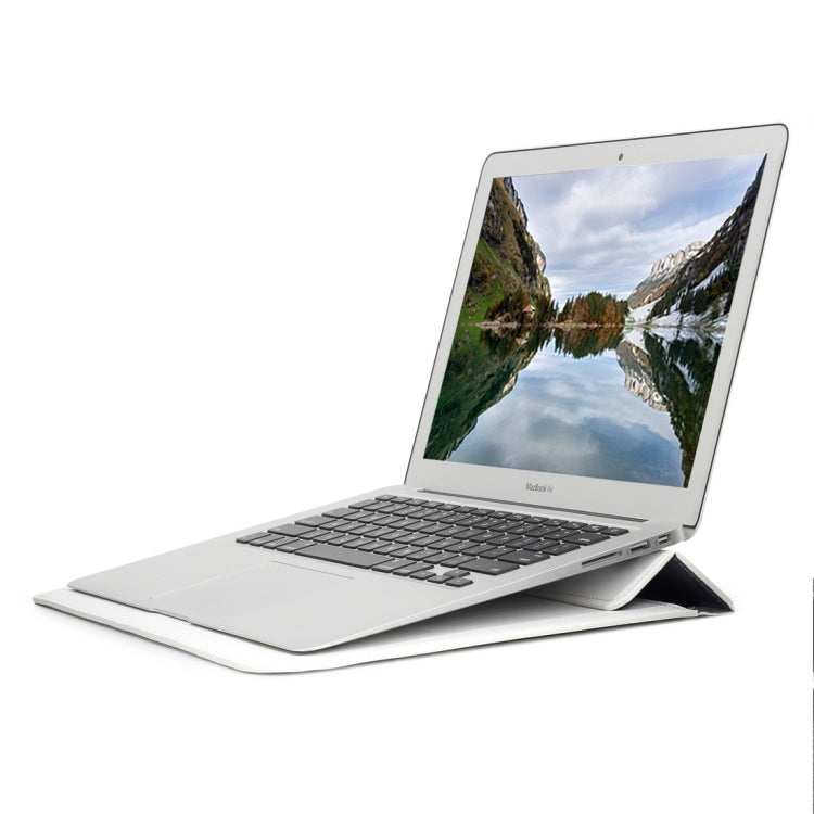 Universal Envelope Style PU Leather Case with Holder for Ultrathin Notebook Tablet PC 15.4 inch, Size: 39x28x1.5cm(White)