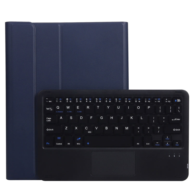 A11-A 2 in 1 Removable Bluetooth Keyboard + Protective Leather Tablet Case with Touchpad & Holder for iPad Pro 11 2022 / 2021 / Air 5 / Air 4(Dark Blue)