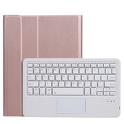 A11-A 2 in 1 Removable Bluetooth Keyboard + Protective Leather Tablet Case with Touchpad & Holder for iPad Pro 11 2022 / 2021 / Air 5 / Air 4(Rose Gold)