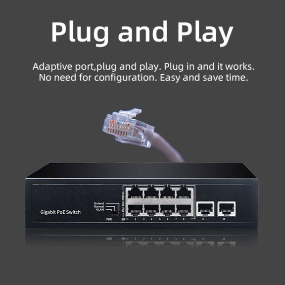 COMFAST CF-SG181P 10 Port Gigabit POE Ethernet Switch 20Gbps Backplane Bandwidth Monitoring