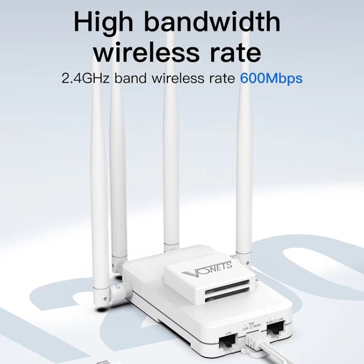 VONETS VAR600-H 600Mbps Wireless Bridge WiFi Repeater, With Power Adapter + 4 Antennas + DC Adapter Set