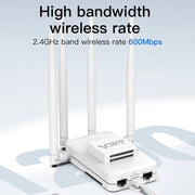 VONETS VAR600-H 600Mbps Wireless Bridge WiFi Repeater, With Power Adapter + 4 Antennas + DC Adapter Set