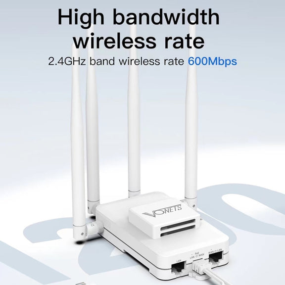 VONETS VAR600-H 600Mbps Wireless Bridge WiFi Repeater, With Power Adapter + 4 Antennas + DC Adapter Set