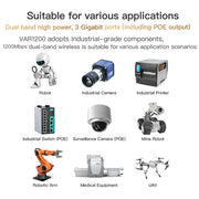VONETS VAR1200-L 1200Mbps Wireless Bridge Built-in Antenna Dual-Band WiFi Repeater, With DC Adapter Set