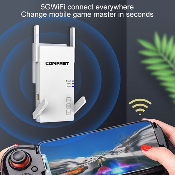 COMFAST CF-AC2100 2100Mbps Wireless WIFI Signal Amplifier Repeater Booster Network Router with 4 Antennas, UK Plug