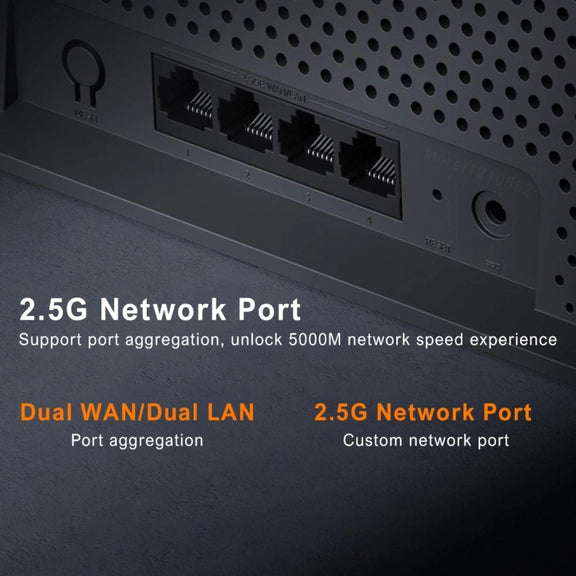 Xiaomi Router BE6500 WiFi 7 2.4GHz 5.0GHz Dual Band 4-Core 2.5G Port, US Plug (Black)