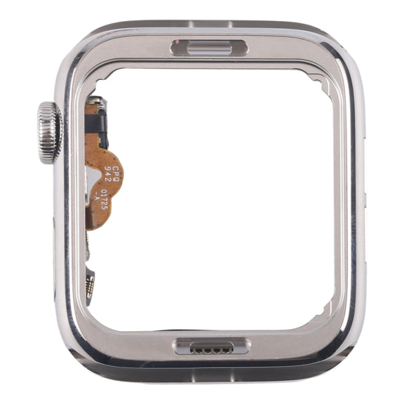For Apple Watch Series 4 44mm LTE Stainless Steel Middle Frame Bezel Plate with Crown Spin Axis Flex Cable (Silver)