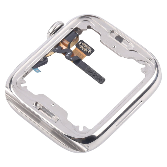 For Apple Watch Series 7 / 8 / 9 41mm LTE Stainless Steel Middle Frame Bezel Plate with Crown Spin Axis Flex Cable (Silver)