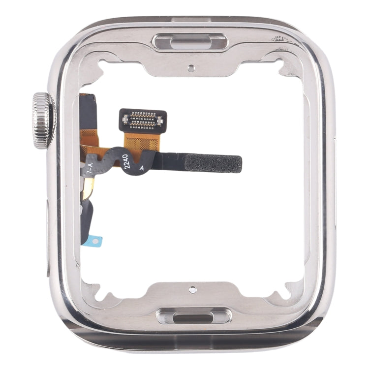 For Apple Watch Series 7 / 8 / 9 45mm LTE Stainless Steel Middle Frame Bezel Plate with Crown Spin Axis Flex Cable (Silver)