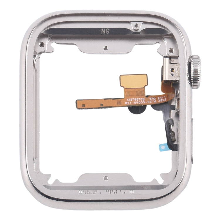 For Apple Watch Series 7 / 8 / 9 45mm LTE Stainless Steel Middle Frame Bezel Plate with Crown Spin Axis Flex Cable (Silver)