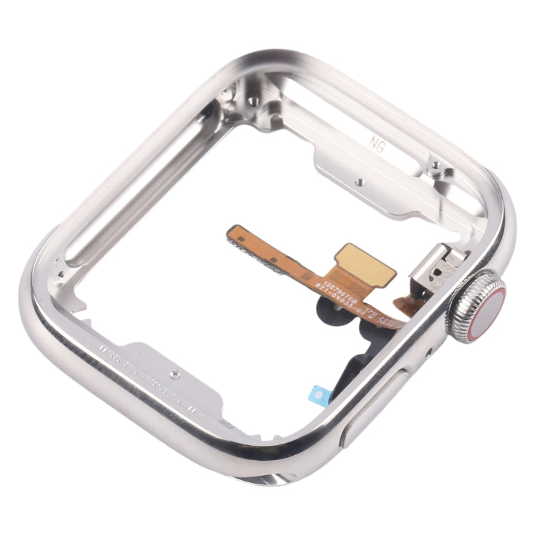 For Apple Watch Series 7 / 8 / 9 45mm LTE Stainless Steel Middle Frame Bezel Plate with Crown Spin Axis Flex Cable (Silver)