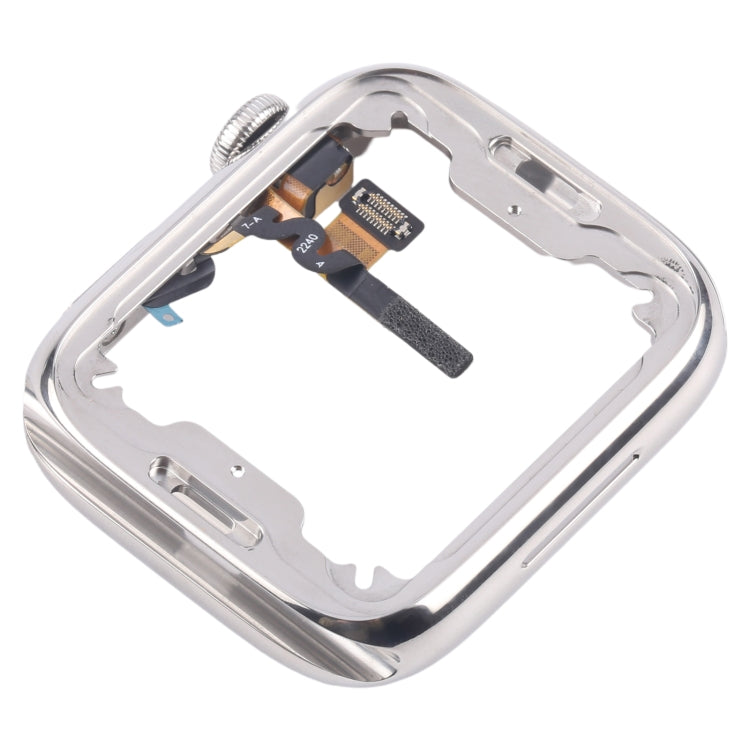 For Apple Watch Series 7 / 8 / 9 45mm LTE Stainless Steel Middle Frame Bezel Plate with Crown Spin Axis Flex Cable (Silver)