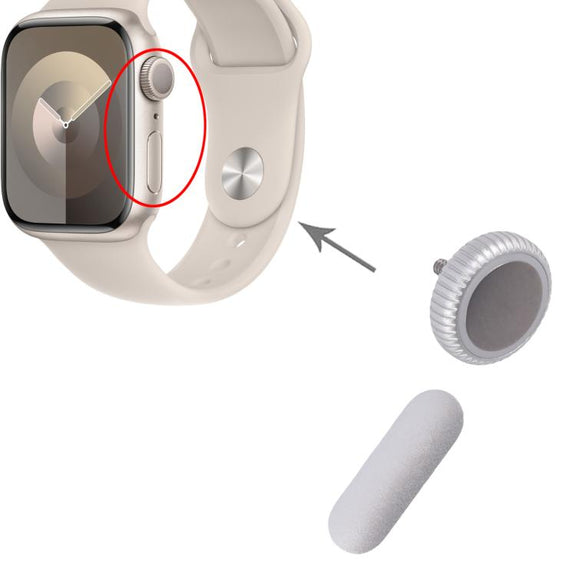 For Apple Watch Series 9 41mm / 45mm GPS Version Watch Crown Nut / Power Button Set (Silver)