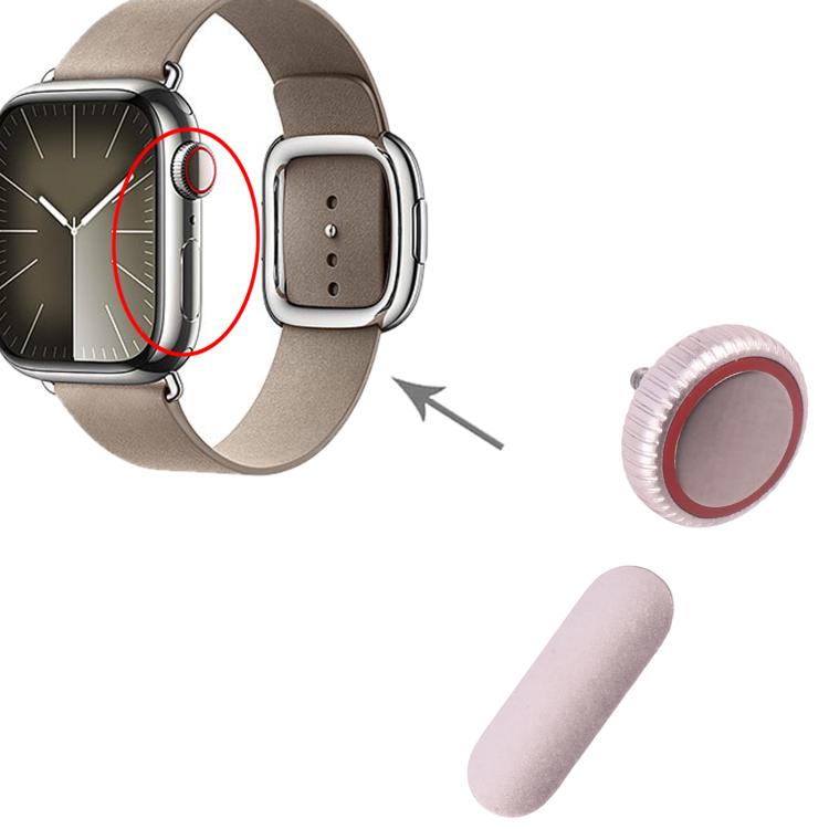 For Apple Watch Series 9 41mm / 45mm LTE Version Watch Crown Nut / Power Button Set (Pink)